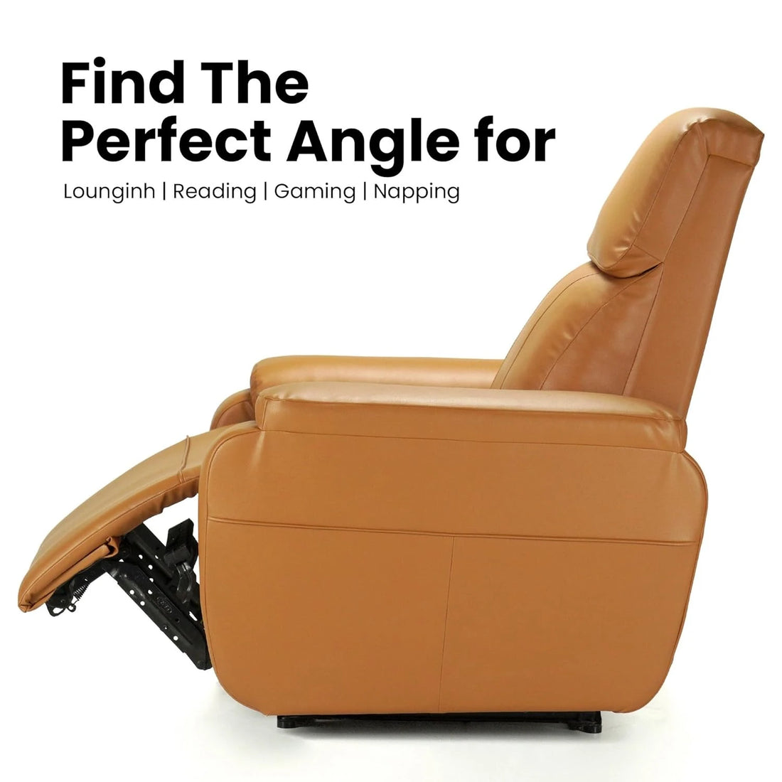 Hush Hiven Zeus Motorized Recliner Chair Living Room Leatherette Luxury Recliner reclining angle