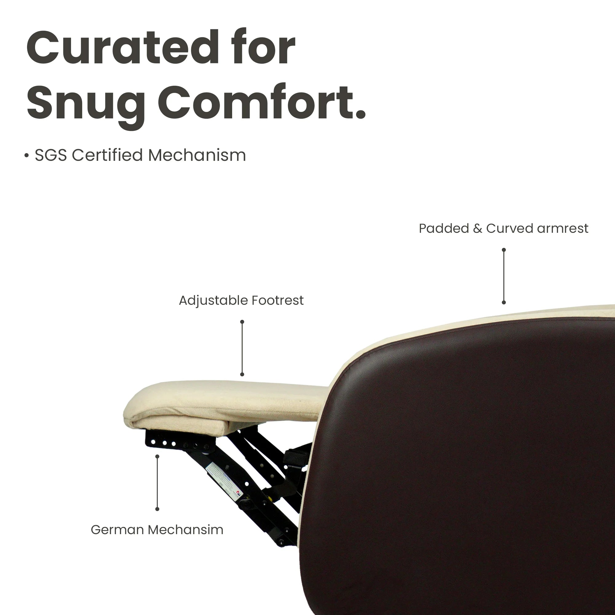 Hush Hiven Pebble Red Panda R3 Motorized Dual Leatherette &amp; Boucle Fabric Recliner with Pocket Spring - Hush Hiven