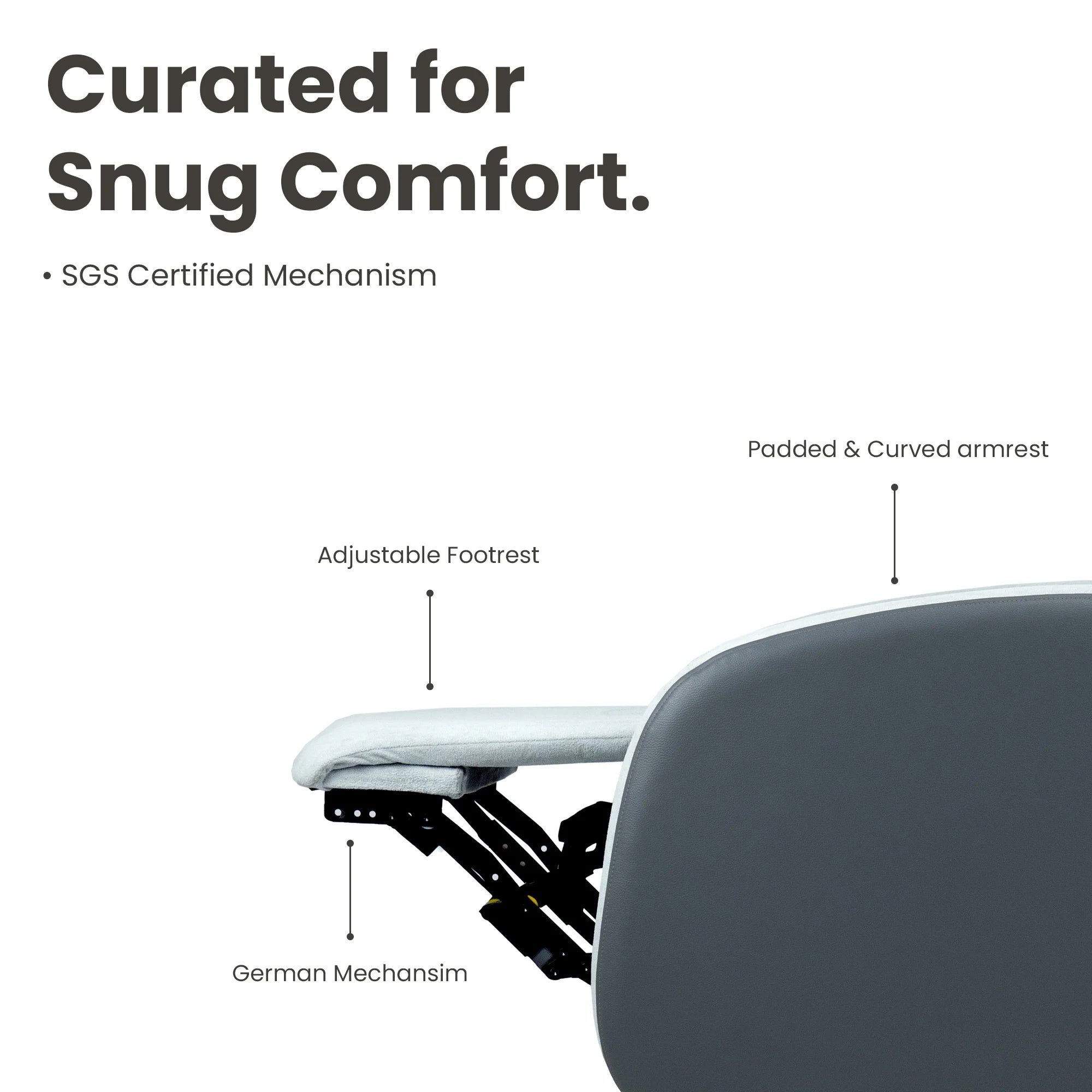 Hush Hiven Pebble Husky R3 Motorized Dual Leatherette &amp; Boucle Fabric Recliner with Pocket Spring - Hush Hiven