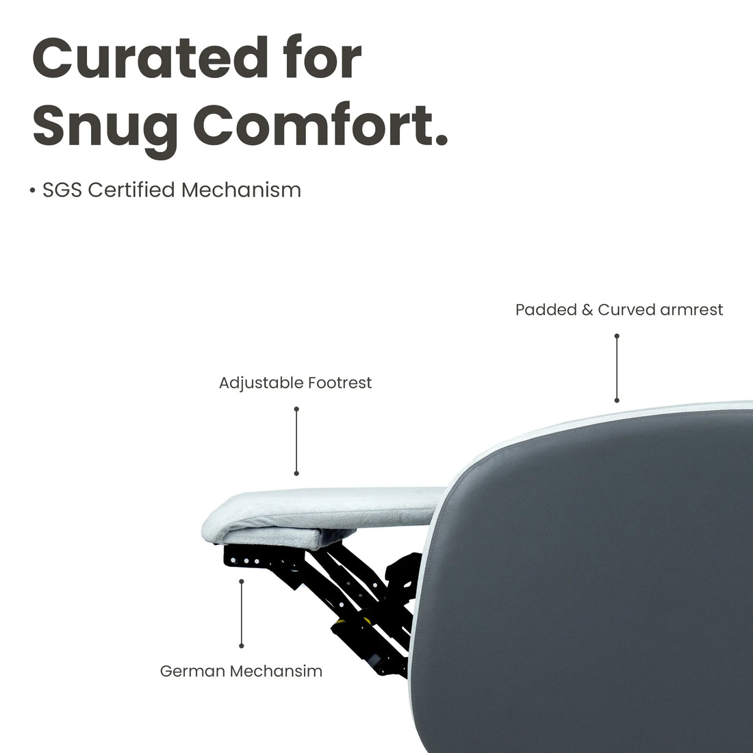 Hush Hiven Pebble Husky R3 Motorized Dual Leatherette &amp; Boucle Fabric Recliner with Pocket Spring - Hush Hiven