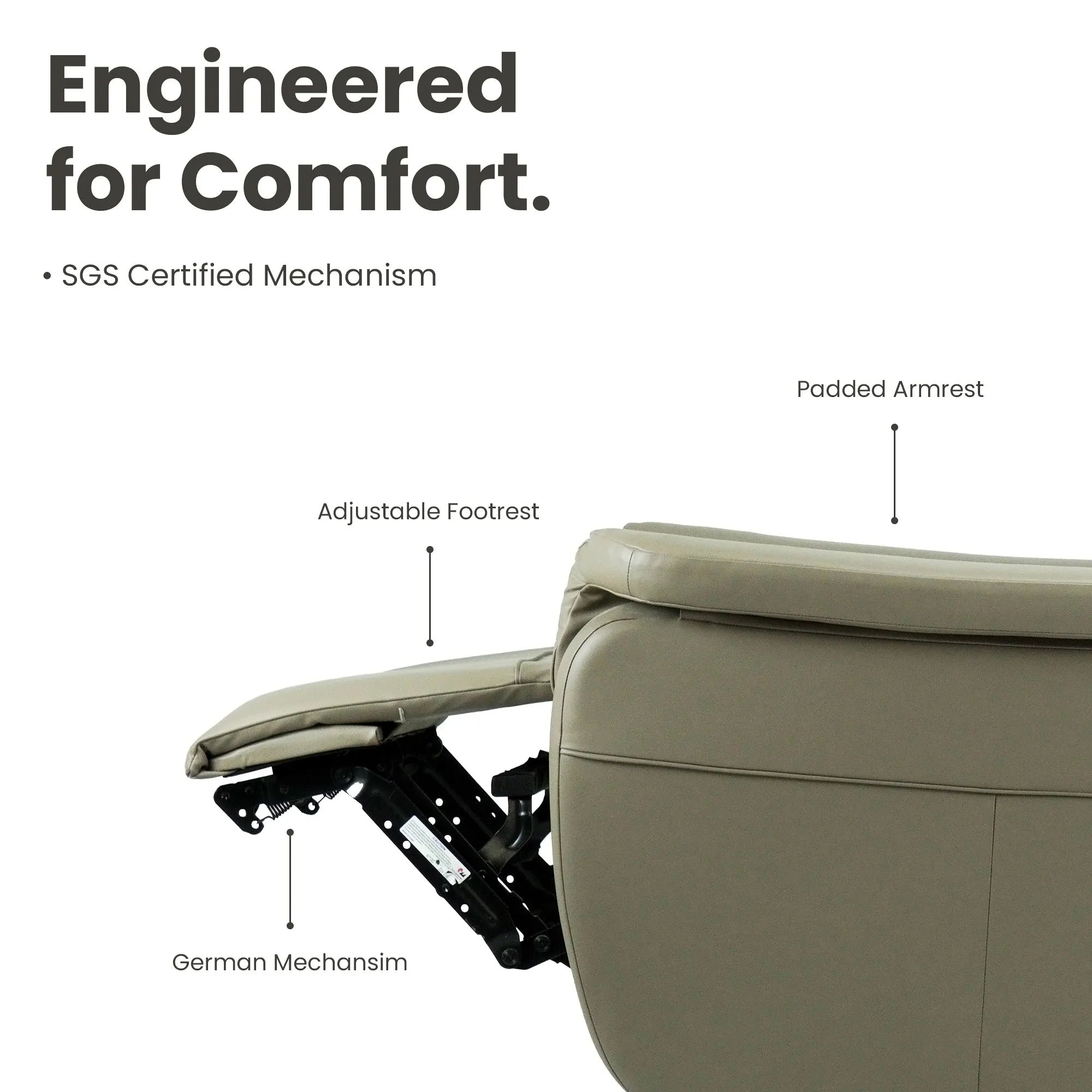 Hush Hiven Kingsman Queen R1 Motorized Brown Leatherette Recliner with Pocket Spring - Hush Hiven