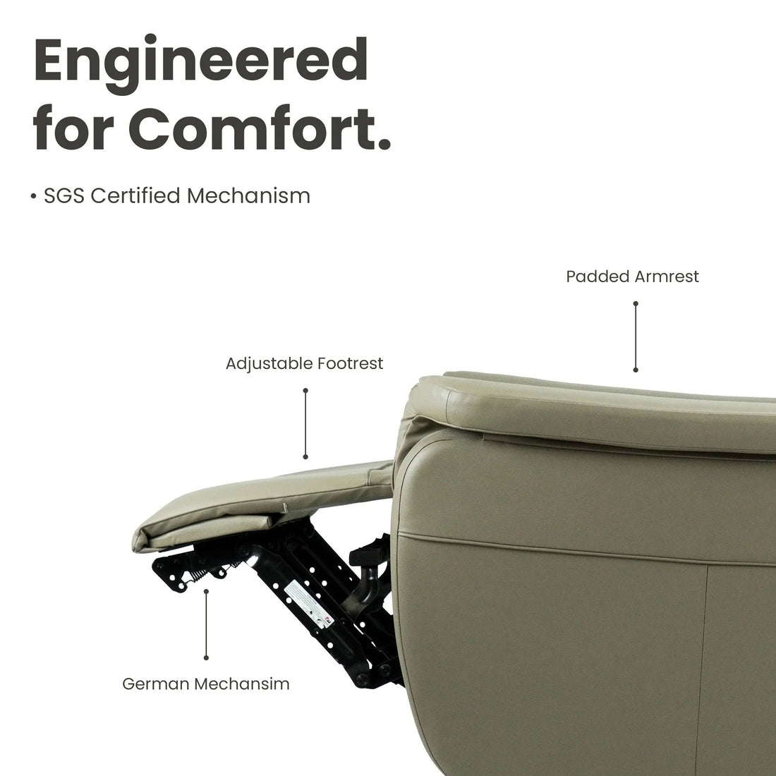 Hush Hiven Kingsman Queen R1 Motorized Brown Leatherette Recliner with Pocket Spring - Hush Hiven