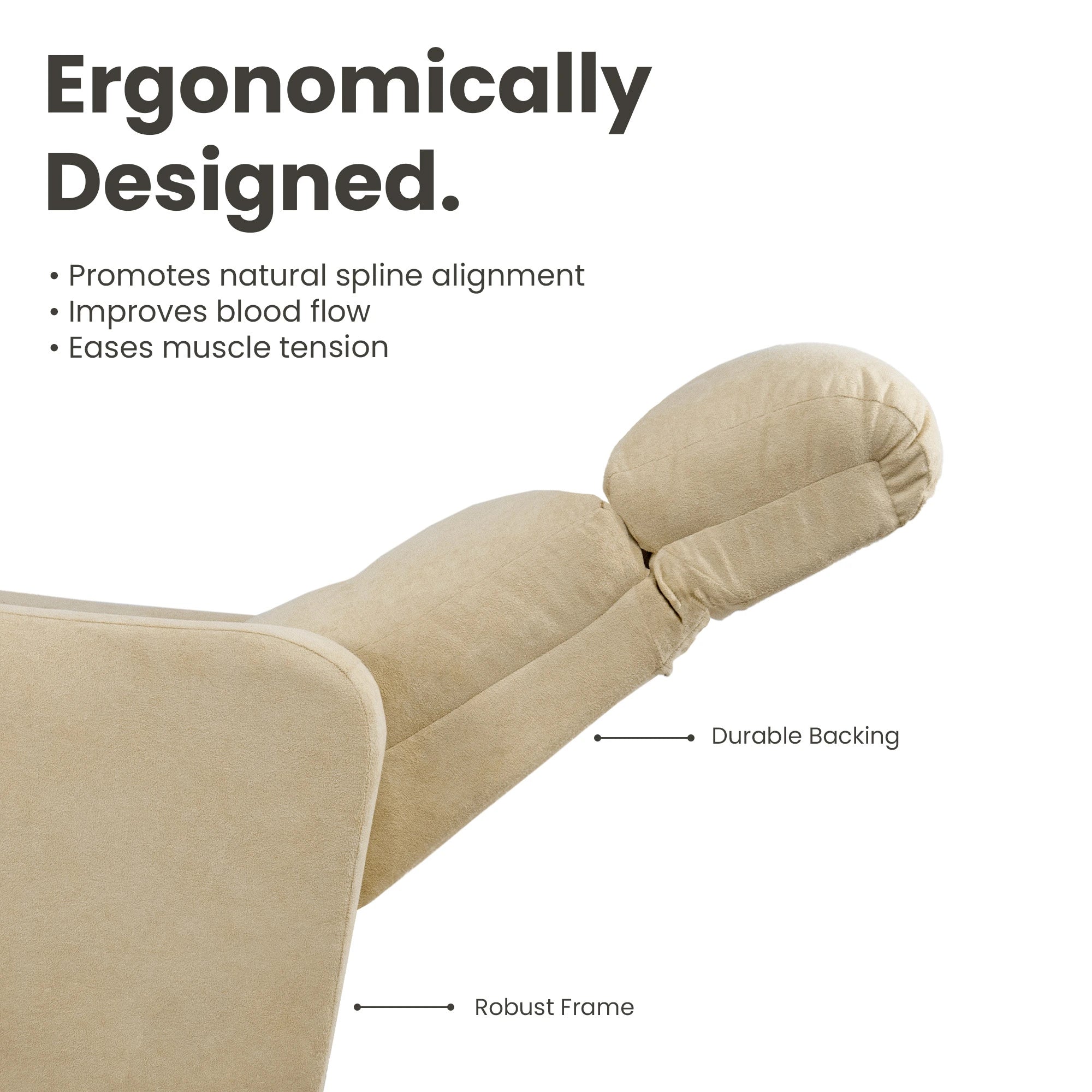 Hush Hiven Eva Caramel Boucle Recliner with Adjustable Headrest &amp; R1 Manual Mechanism - Hush Hiven