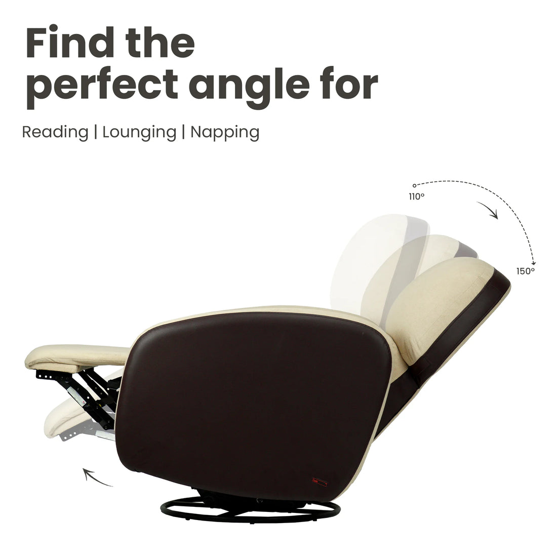 Hush Hiven Pebble Red Panda R3 Motorized Dual Leatherette &amp; Boucle Fabric Recliner with Pocket Spring - Hush Hiven