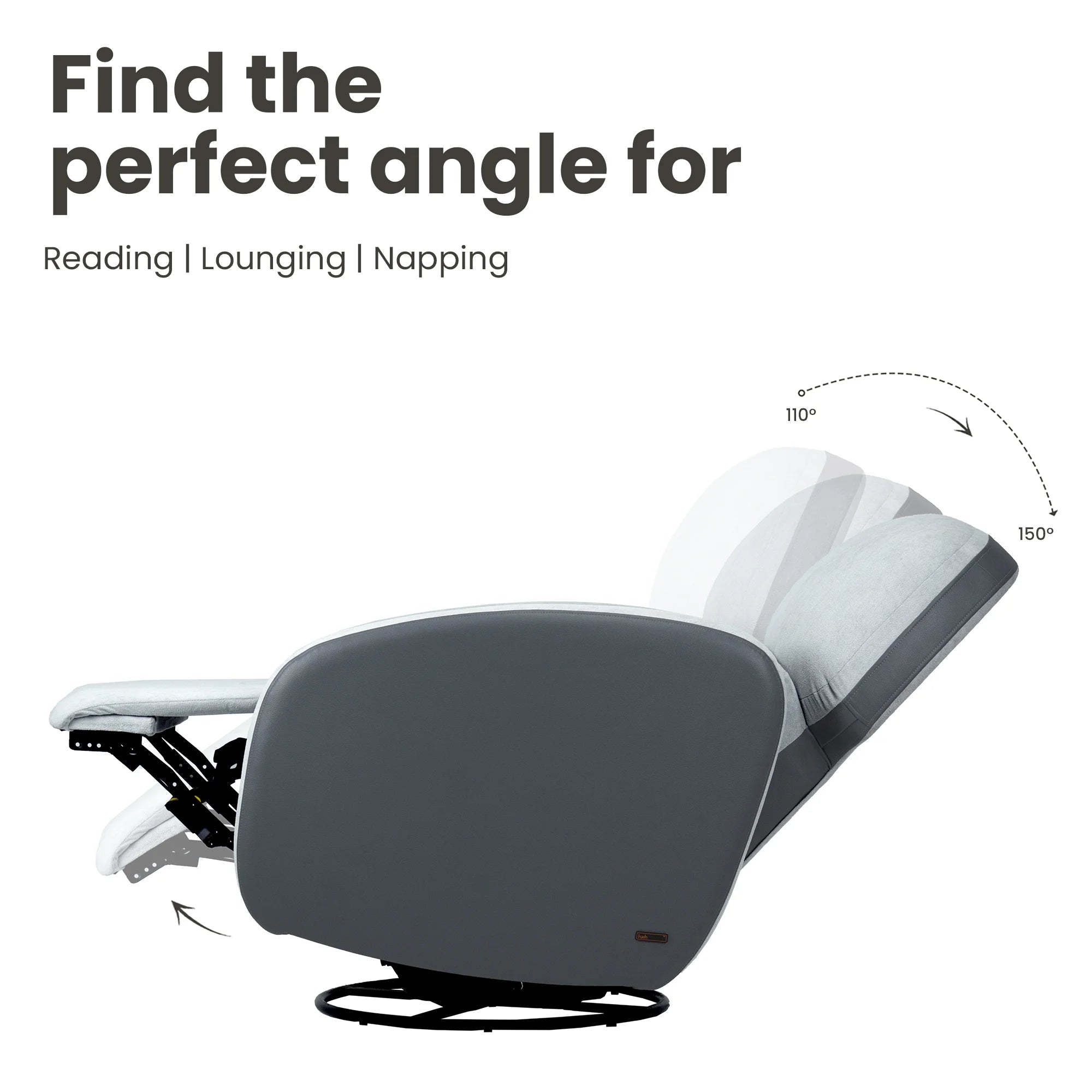 Hush Hiven Pebble Husky R3 Motorized Dual Leatherette &amp; Boucle Fabric Recliner with Pocket Spring - Hush Hiven