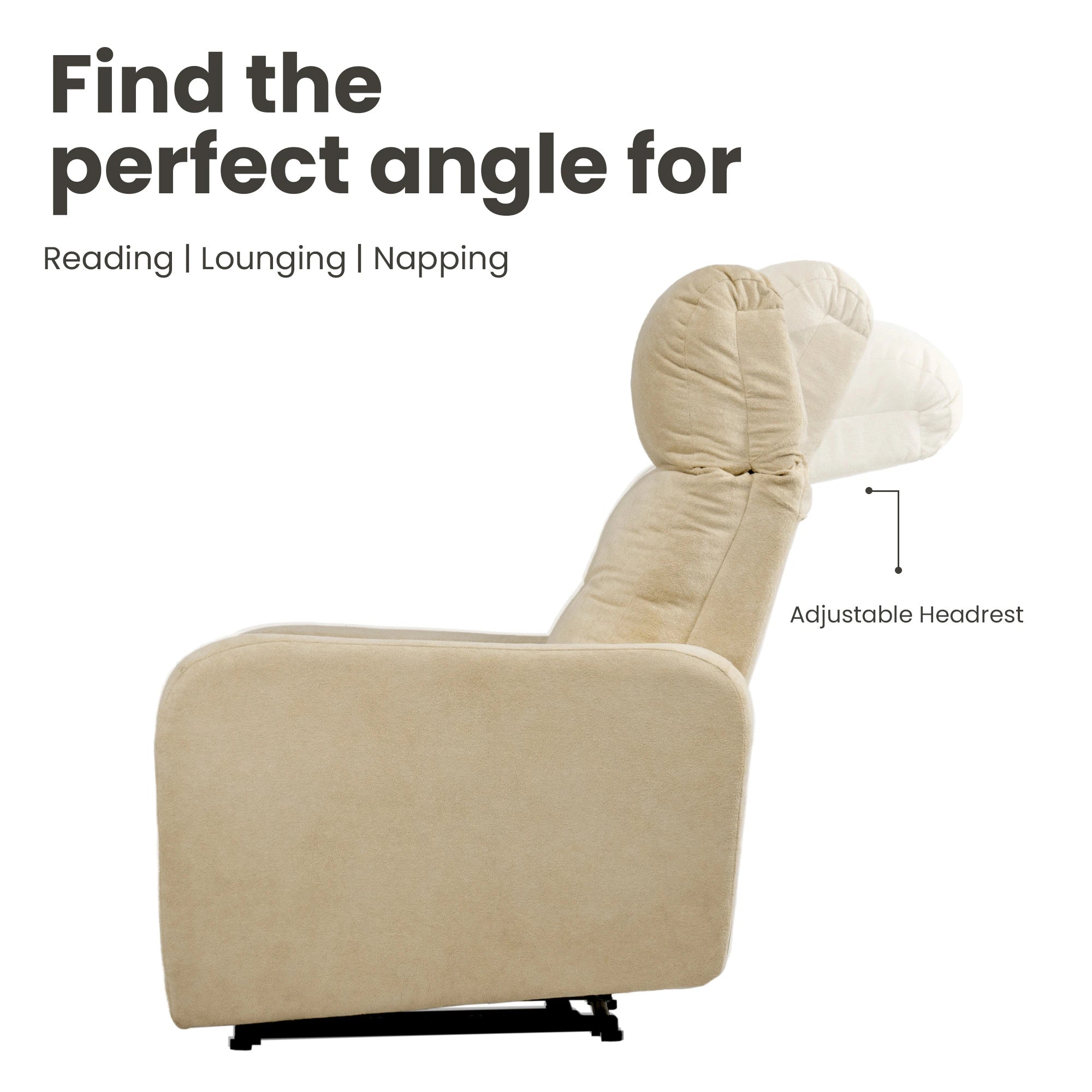 Hush Hiven Eva Caramel Boucle Recliner with Adjustable Headrest &amp; R1 Manual Mechanism - Hush Hiven