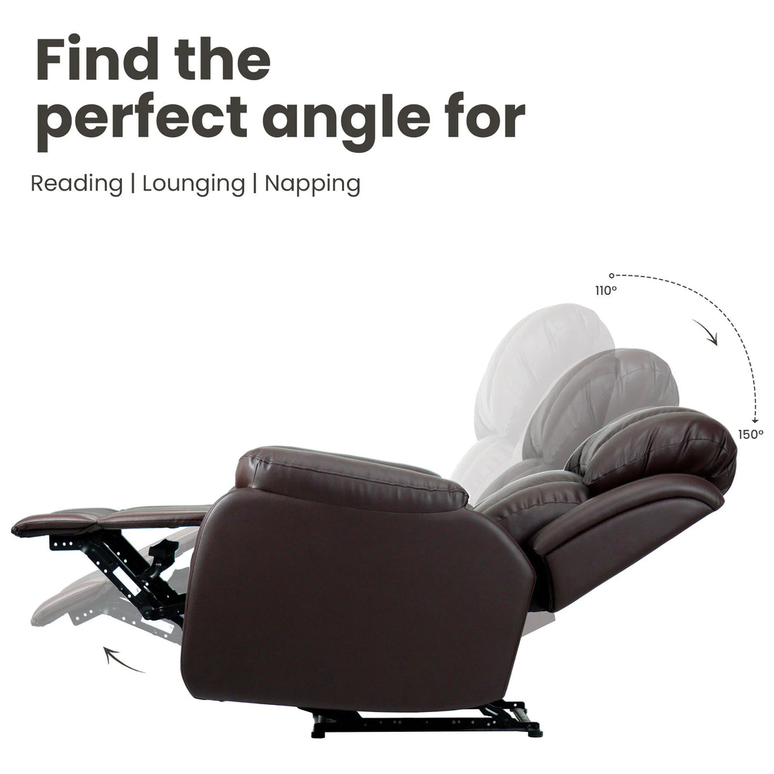 Hush Hiven Big B Single Seater Motorized Recliner Chair reclining angle