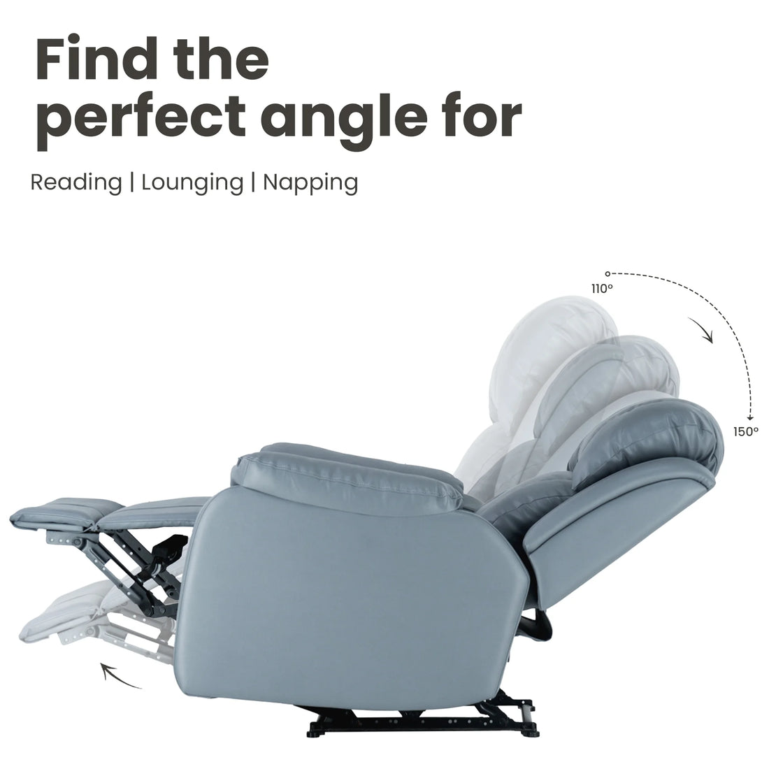 Hush Hiven Big B Single Seater Motorized Recliner Chair reclining angle