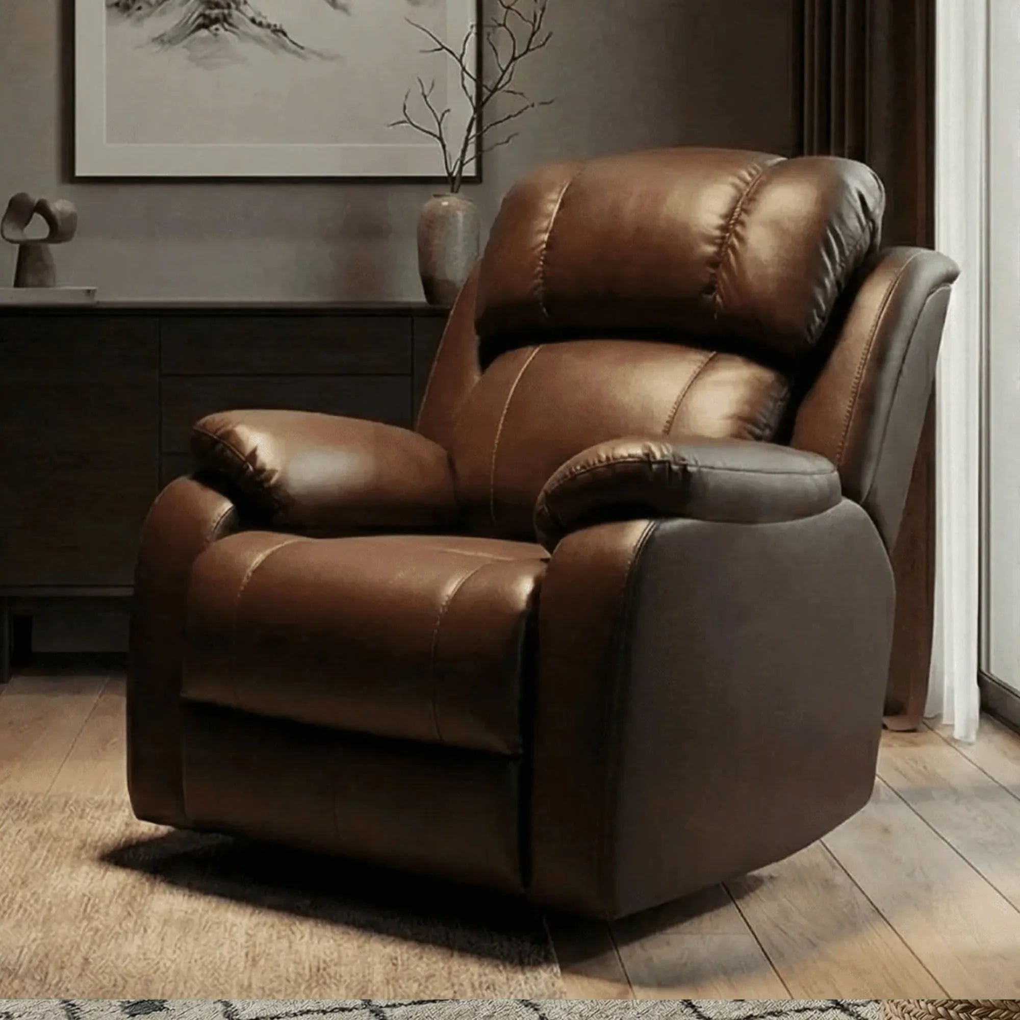 Hush Hiven Big B Single Seater Motorized Recliner Chair Premium Leatherette Luxury
