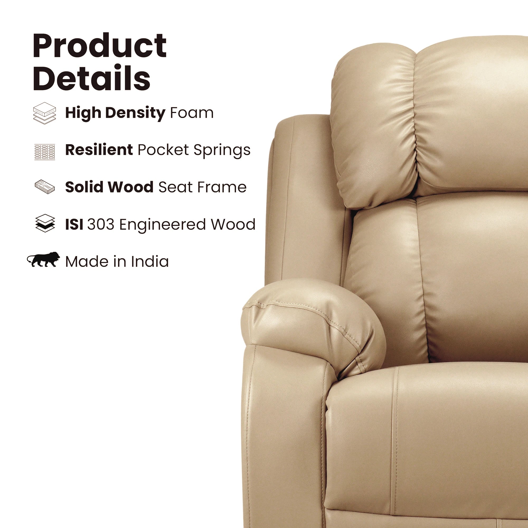 Hush Hiven Big B Single Seater Recliner Chair Premium Leatherette Luxury - Hush Hiven