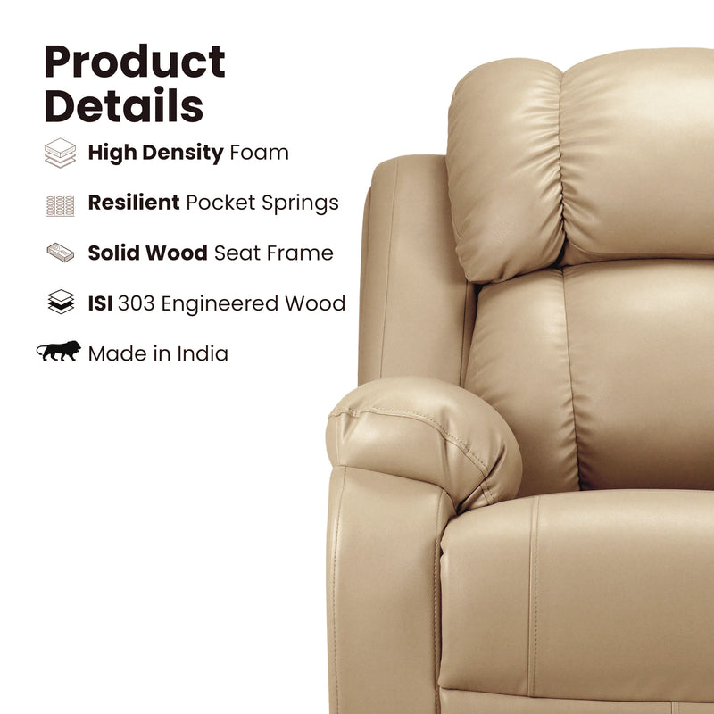 Hush Hiven Big B Single Seater Recliner Chair Premium Leatherette Luxury - Hush Hiven