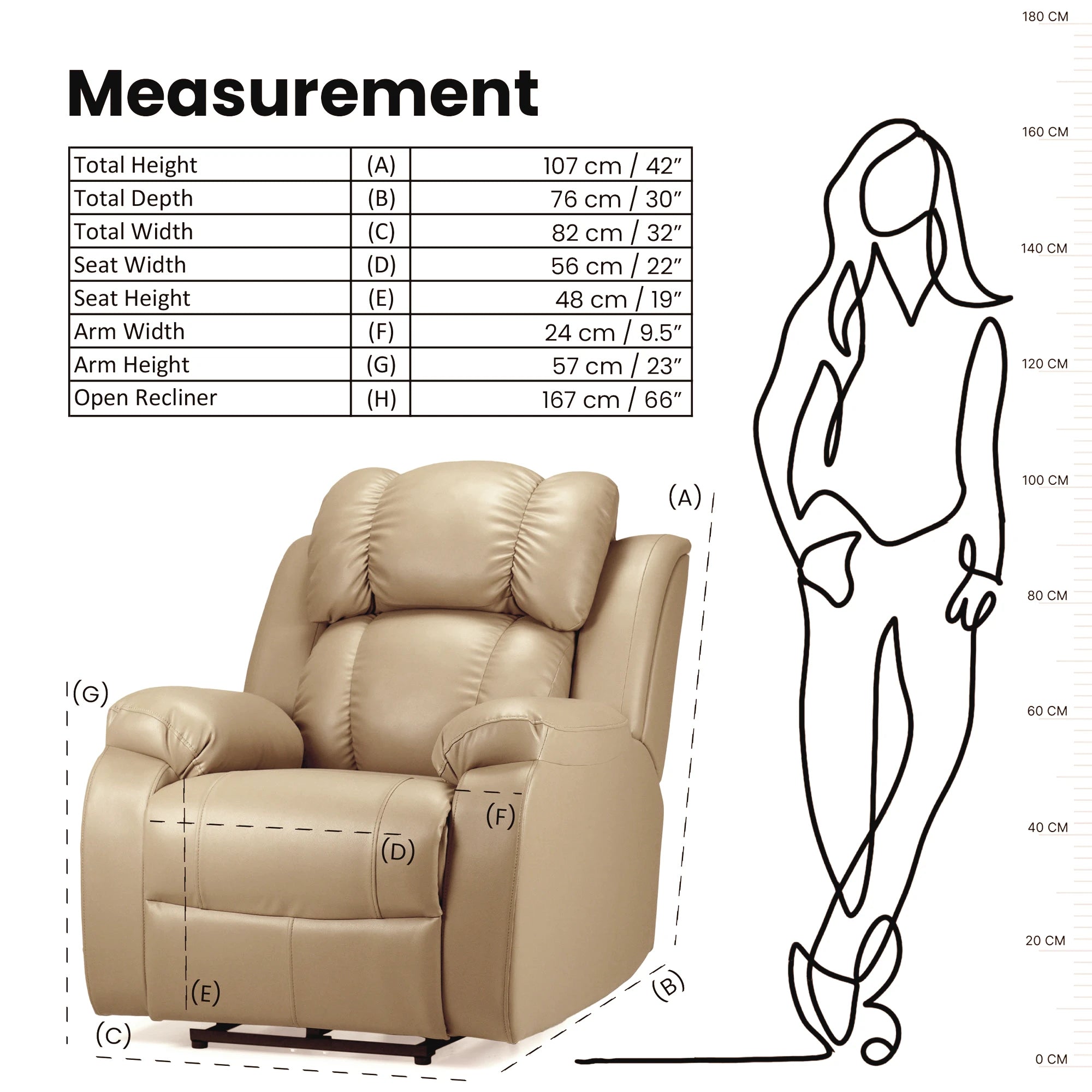 Hush Hiven Big B Single Seater Recliner Chair Premium Leatherette Luxury - Hush Hiven