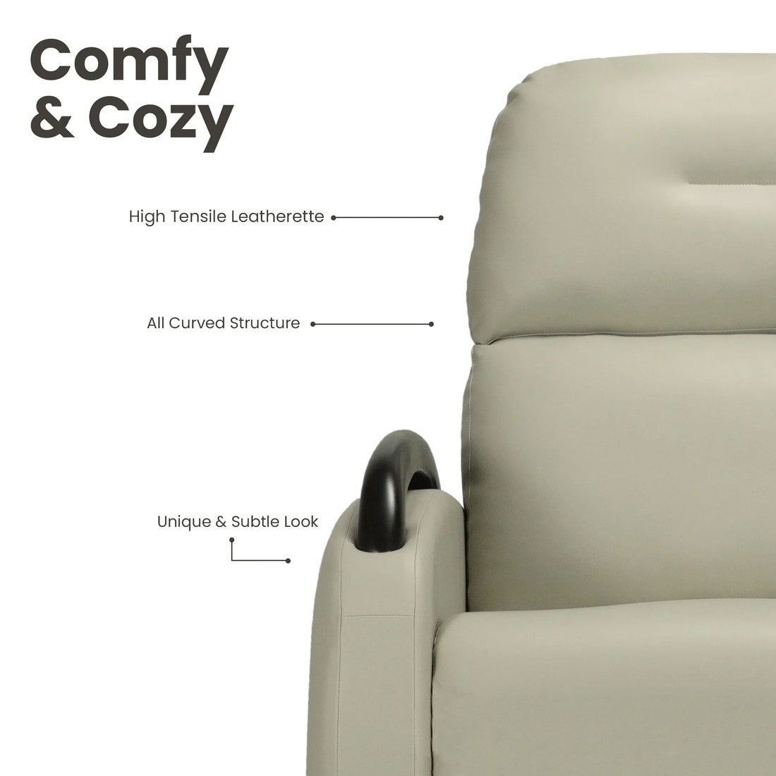 Hush Hiven Handbag Wood - to - Floor Leatherette Recliner with Solid Wooden Armrests &amp; Pocket Spring - Hush Hiven