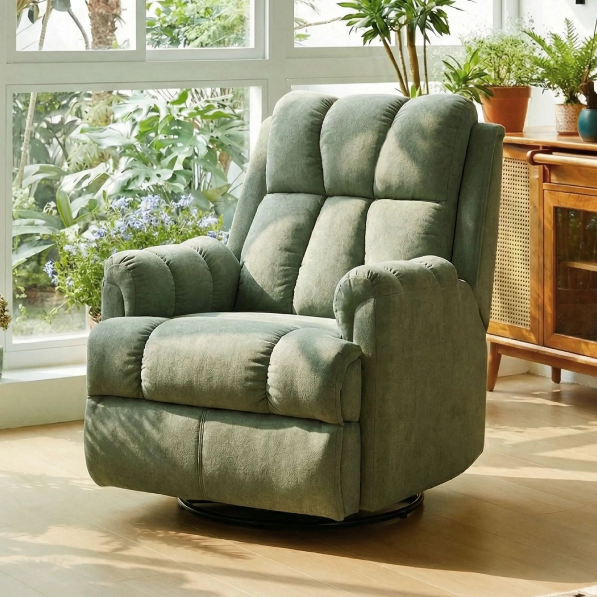 Hush Hiven Donna light green smooth velvet motorized recliner chair luxury single seater recliner in modern interior