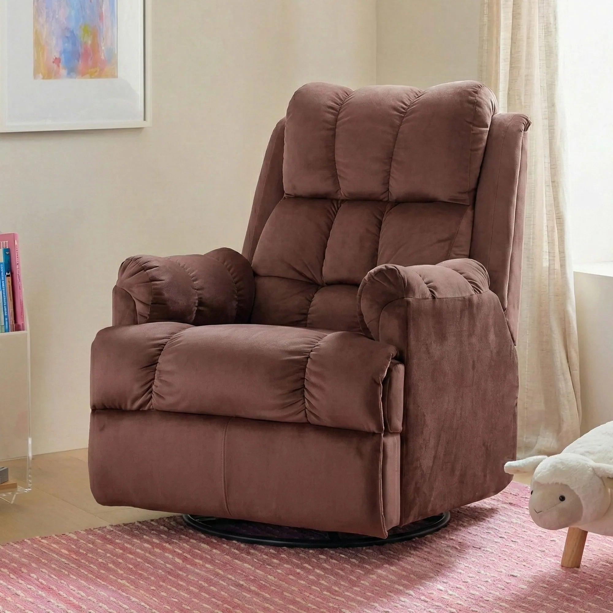Hush Hiven Donna pink smooth velvet motorized recliner chair luxury single seater recliner in modern living room