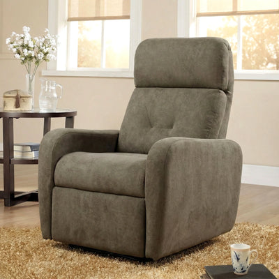 Hush Hiven EVA manual recliner chair brown fabric single seater placed near window with side table and decor