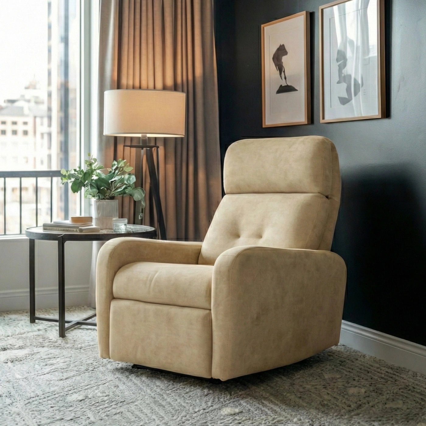 Hush Hiven EVA Single Seater Manual Recliner Chair Boucle Fabric Adjustable Headrest Luxury Recliner - Hush Hiven