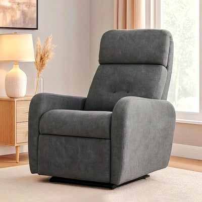Hush Hiven EVA manual recliner chair dark grey single seater placed in modern living room with side table and lamp