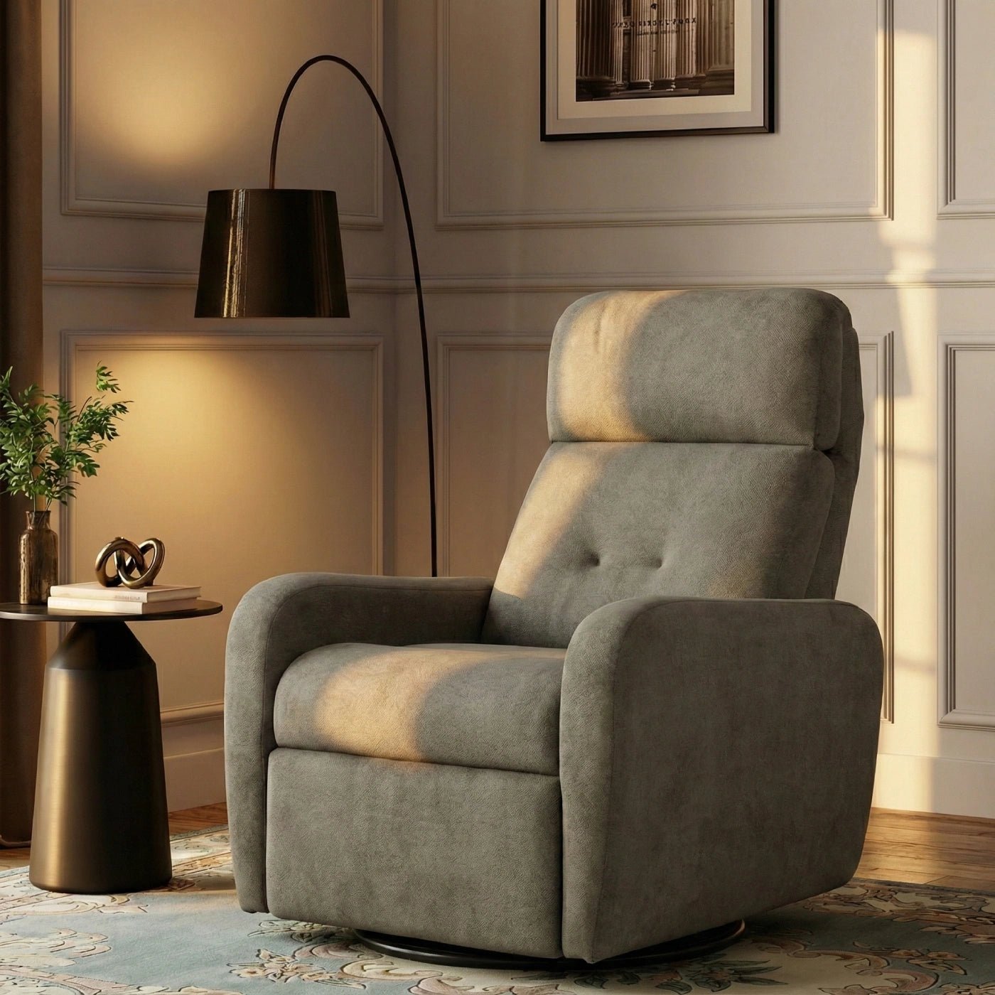 Hush Hiven EVA Single Seater Manual Recliner Chair Boucle Fabric Adjustable Headrest Luxury Recliner - Hush Hiven