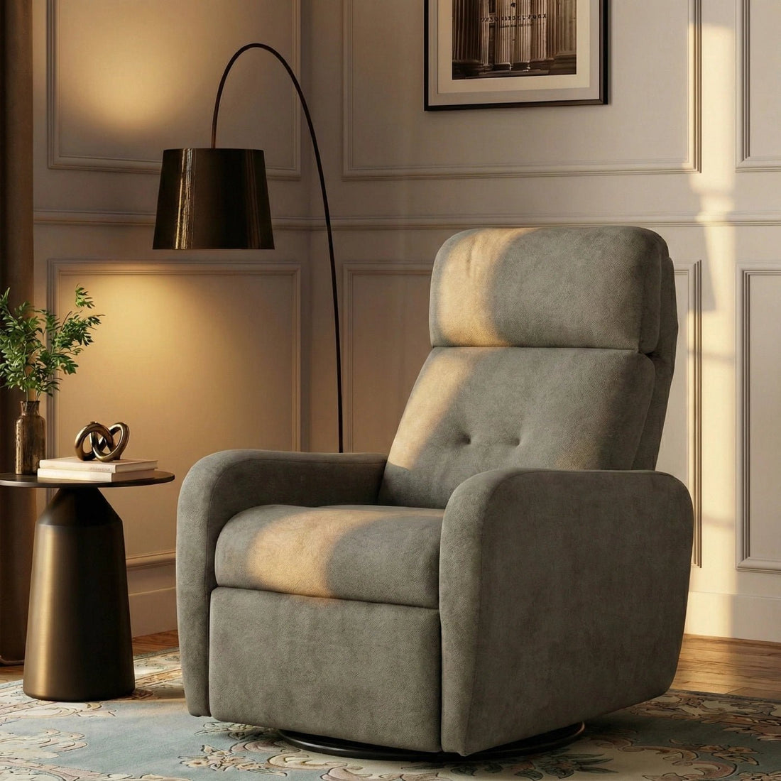 Hush Hiven EVA Single Seater Manual Recliner Chair Boucle Fabric Adjustable Headrest Luxury Recliner - Hush Hiven