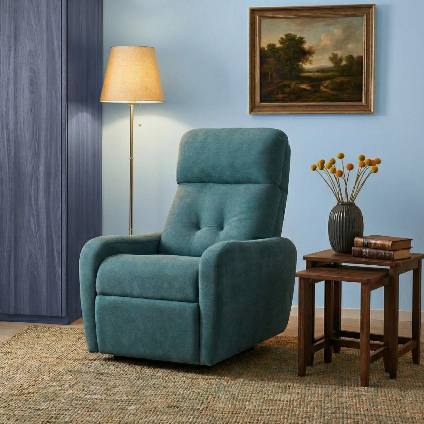 Hush Hiven EVA Single Seater Manual Recliner Chair Boucle Fabric Adjustable Headrest Luxury Recliner - Hush Hiven