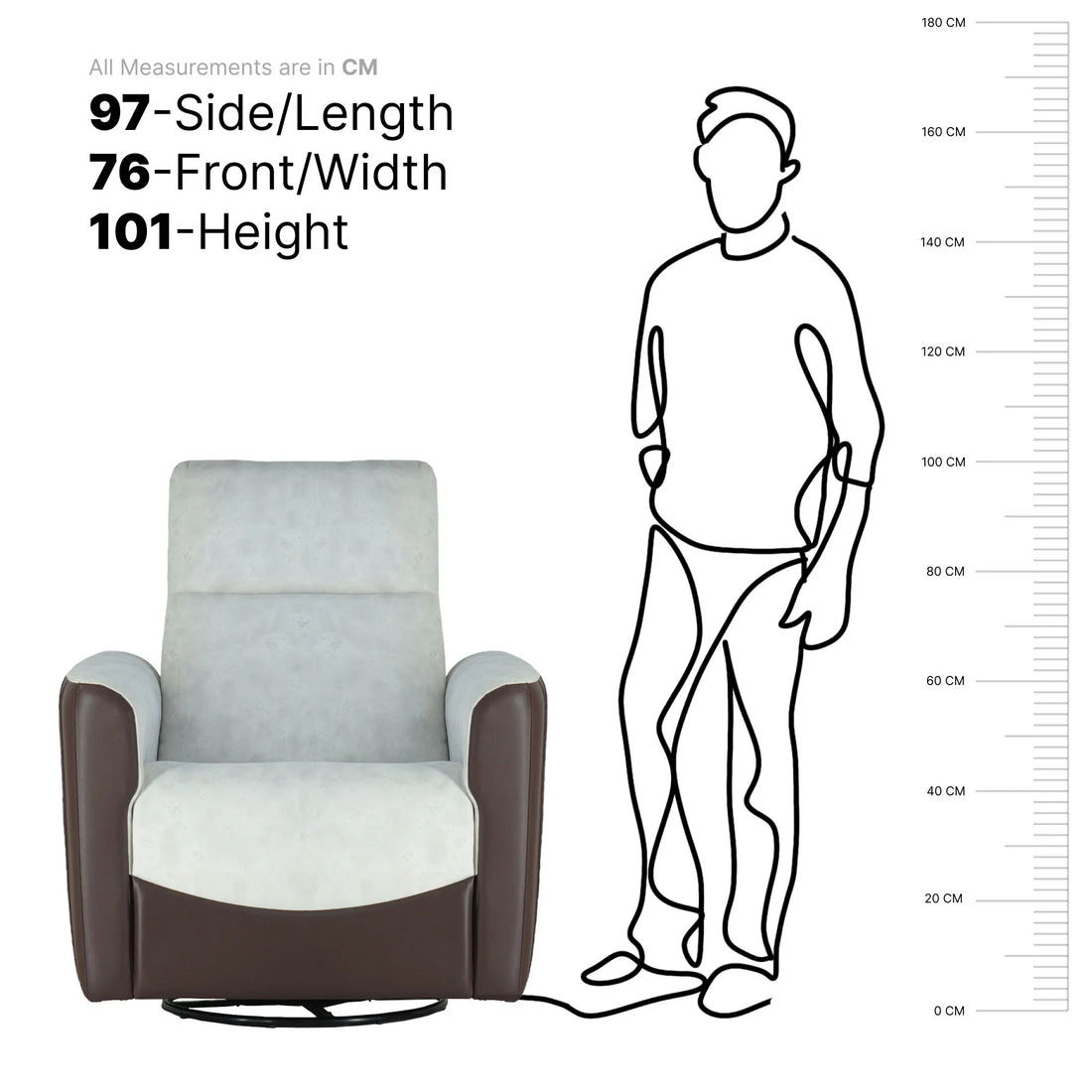 Hush Hiven Saturo R3 Manual Dual Fabric Recliner with Pocket Spring &amp; Pintuck Design - Hush Hiven