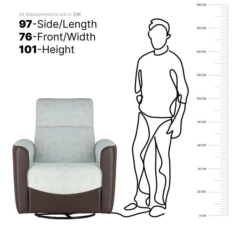 Recliner chair size guide showing dimensions and seating scale for home use