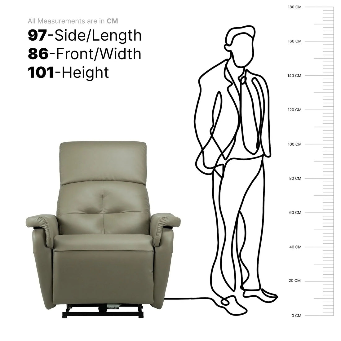 Hush Hiven Kingsman Queen R1 Motorized Brown Leatherette Recliner with Pocket Spring - Hush Hiven