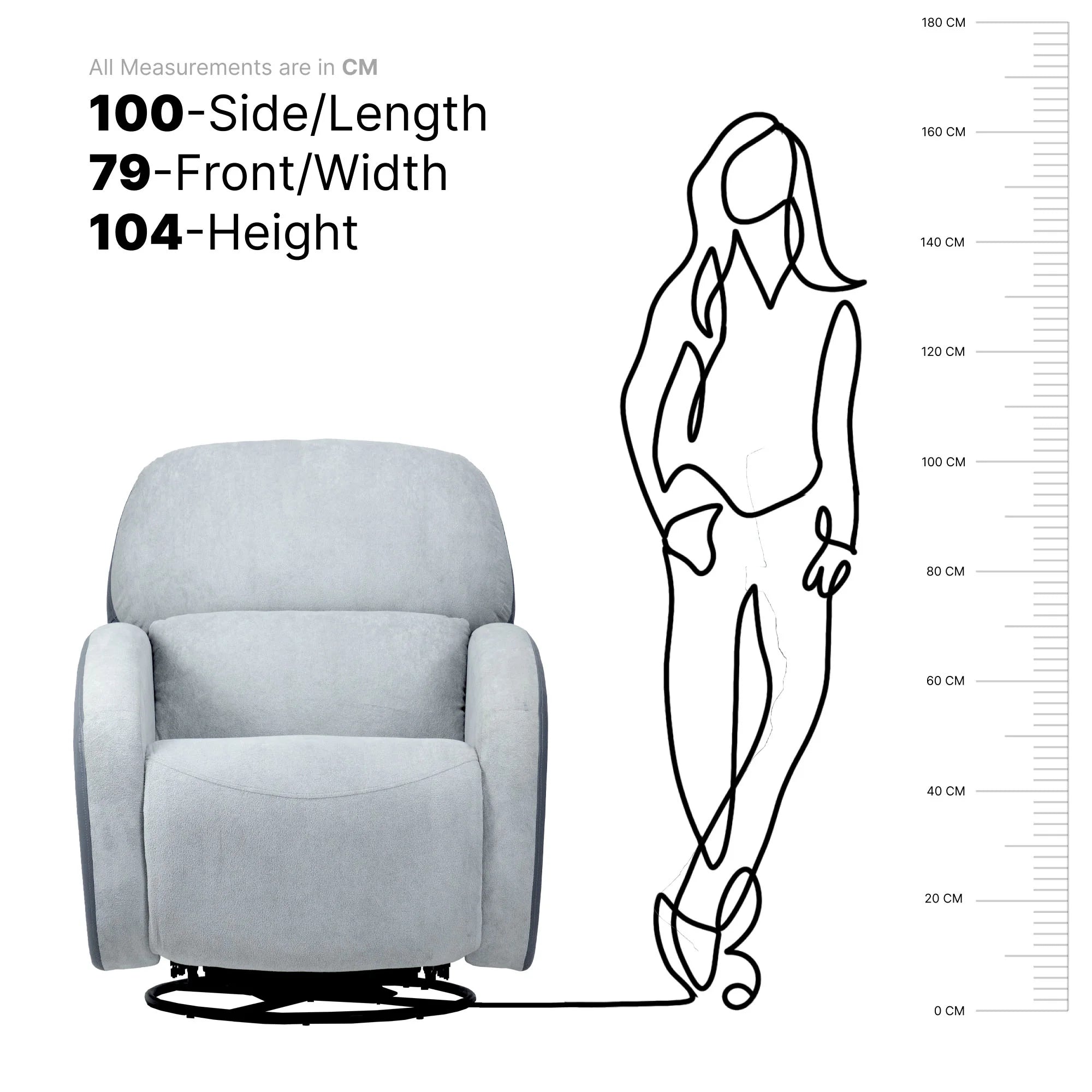 Hush Hiven Pebble Husky R3 Motorized Dual Leatherette &amp; Boucle Fabric Recliner with Pocket Spring - Hush Hiven