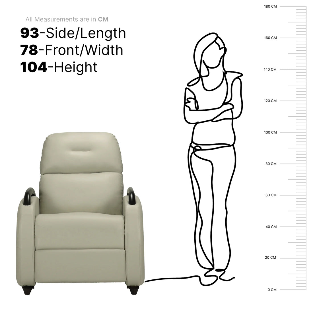 Hush Hiven Handbag Wood - to - Floor Leatherette Recliner with Solid Wooden Armrests &amp; Pocket Spring - Hush Hiven