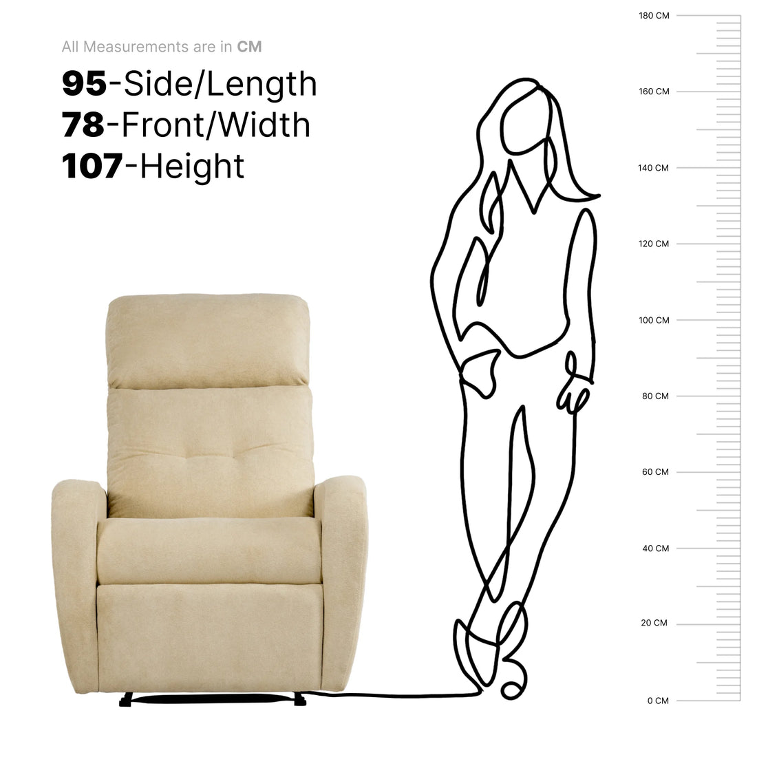 Hush Hiven Eva Caramel Boucle Recliner with Adjustable Headrest &amp; R1 Manual Mechanism - Hush Hiven