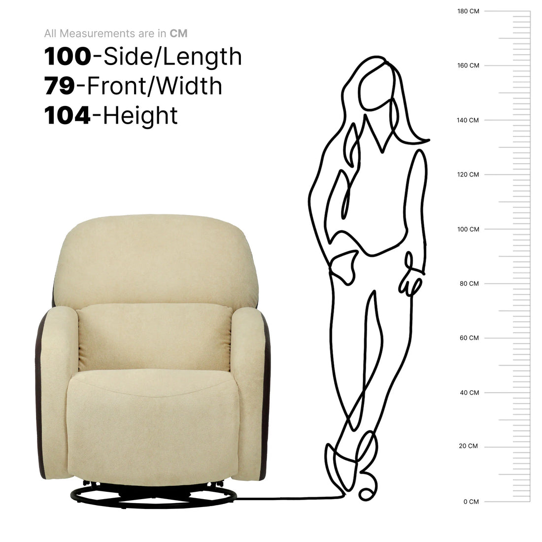 Hush Hiven Pebble Red Panda R3 Motorized Dual Leatherette &amp; Boucle Fabric Recliner with Pocket Spring - Hush Hiven