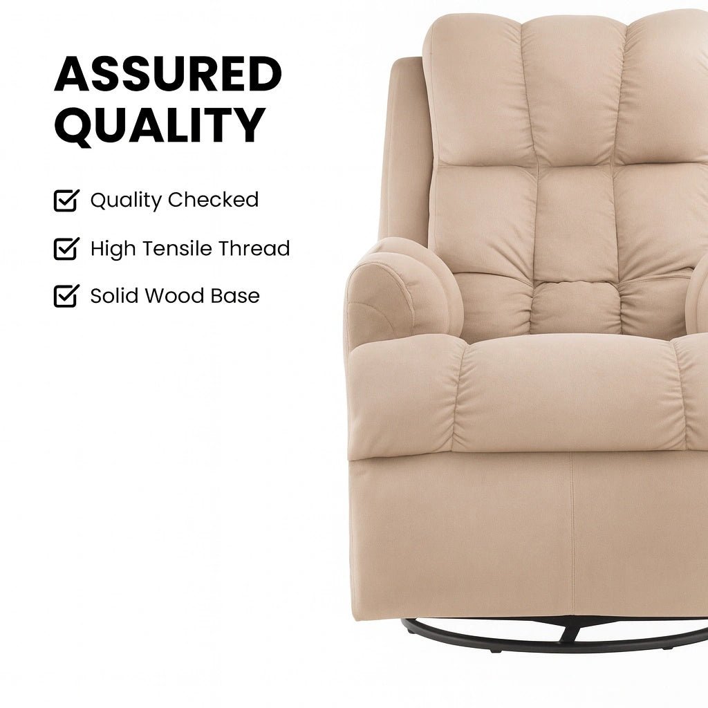 Black Hush Hiven Donna Velvet Single Seater Motorized Recliner chair Quality details