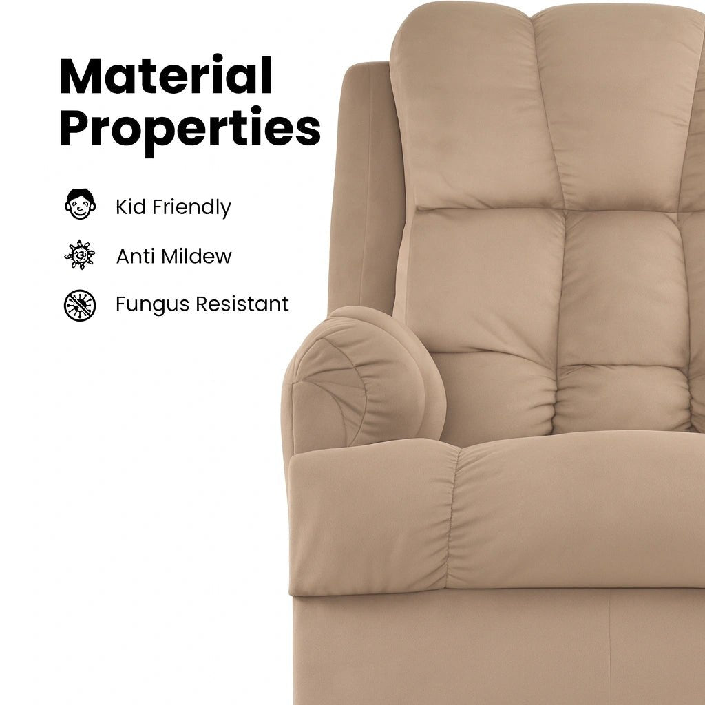 Black Hush Hiven Donna Velvet Single Seater Motorized Recliner chair material properties