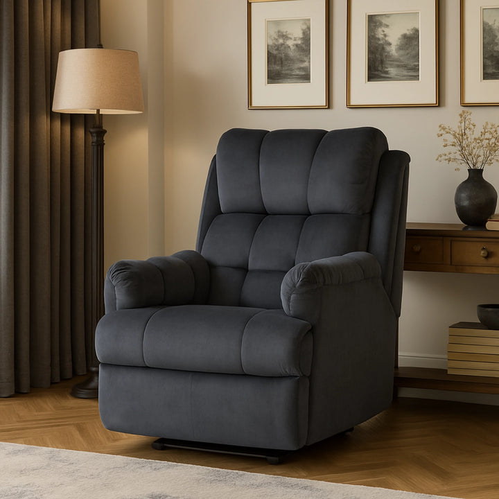 Hush Hiven Donna Single Seater Motorized Recliner Chair Smooth Velvet Dual Motion Luxury Recliner