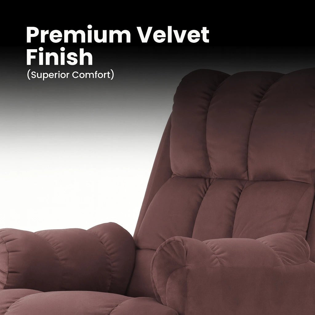 Black Hush Hiven Donna Velvet Single Seater Motorized Recliner Fabric details