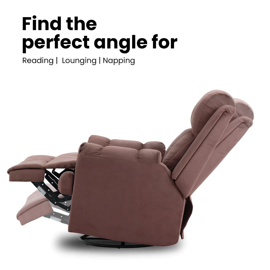 Black Hush Hiven Donna Velvet Single Seater Motorized Recliner chair reclining angle view