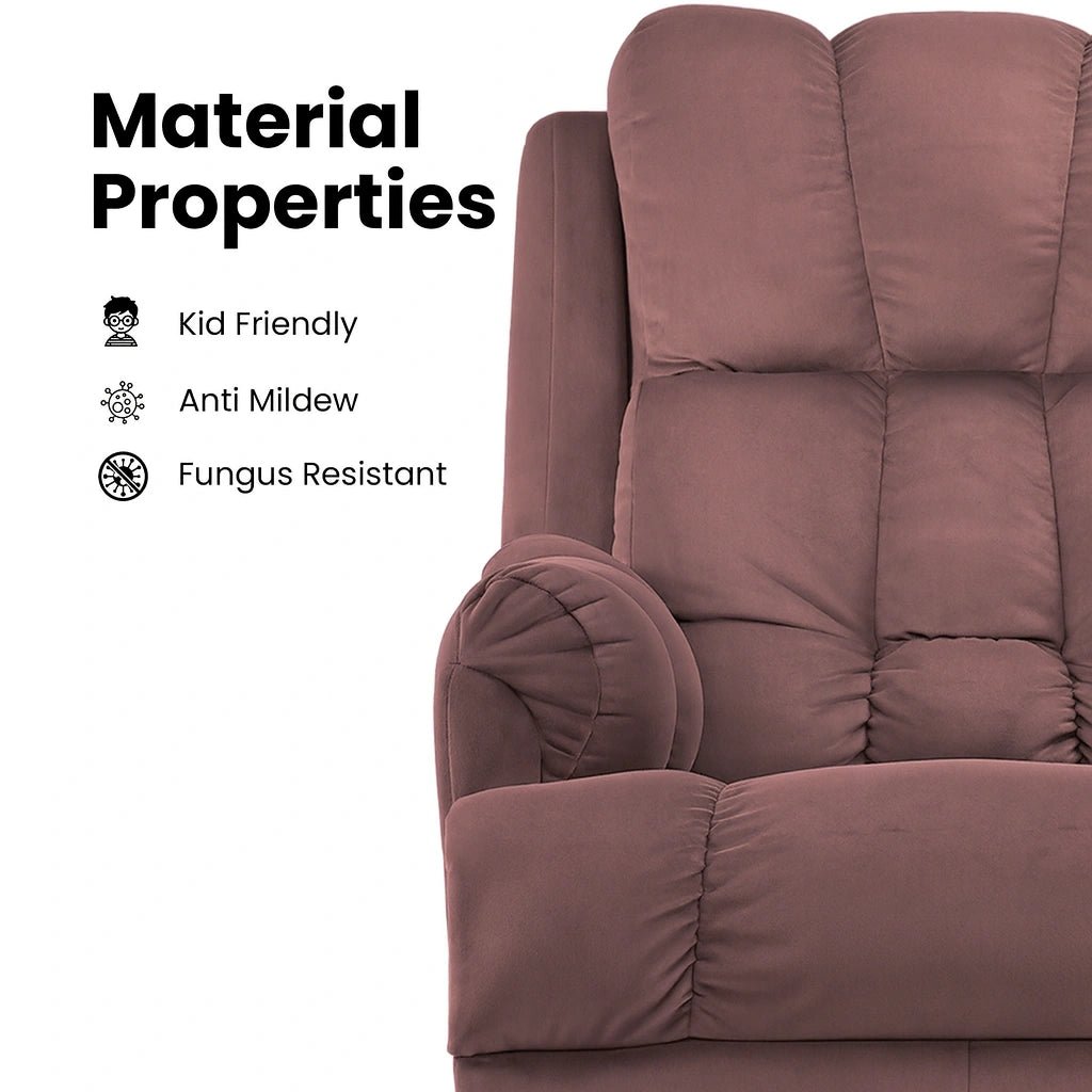 Black Hush Hiven Donna Velvet Single Seater Motorized Recliner chair material properties