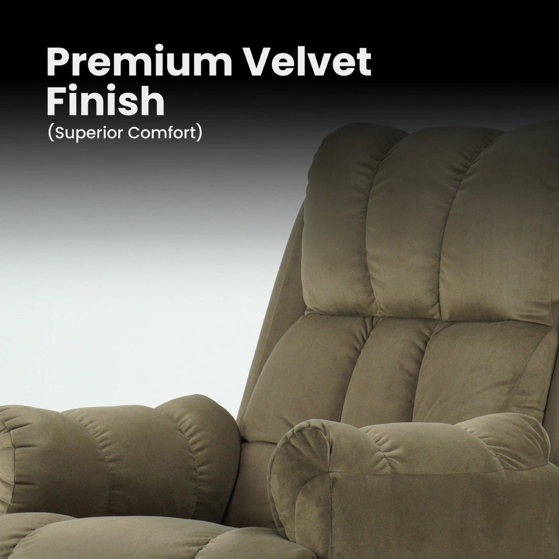 Black Hush Hiven Donna Velvet Single Seater Motorized Recliner Fabric details