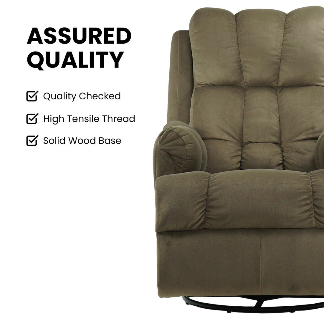 Black Hush Hiven Donna Velvet Single Seater Motorized Recliner chair Quality details