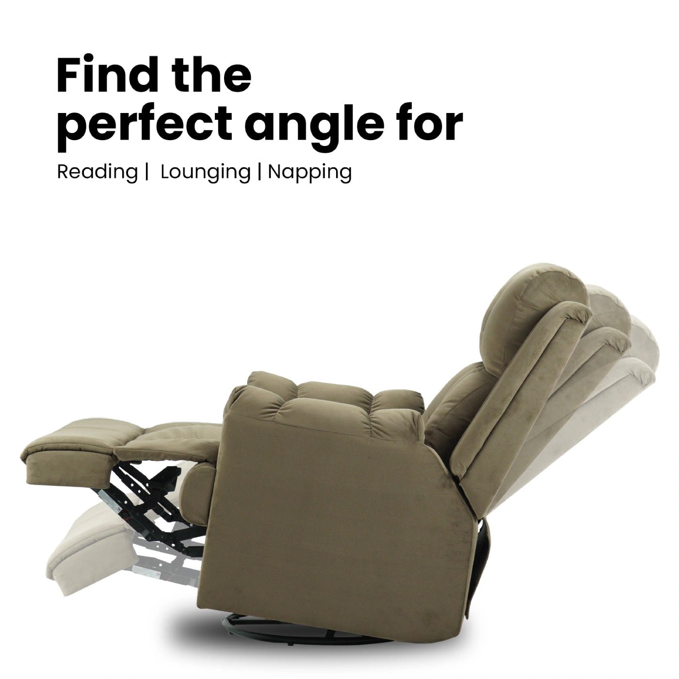 Black Hush Hiven Donna Velvet Single Seater Motorized Recliner chair reclining angle view