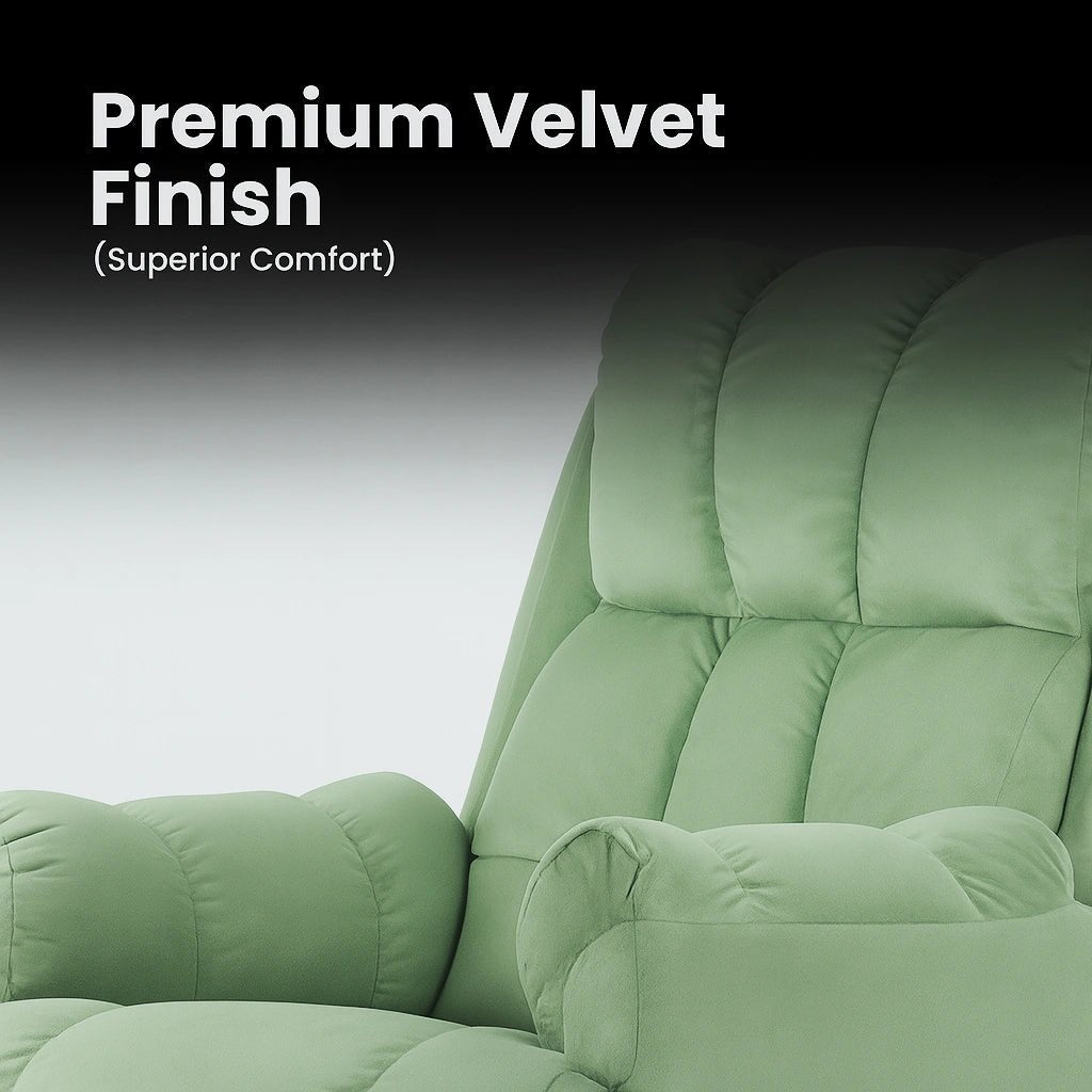 Black Hush Hiven Donna Velvet Single Seater Motorized Recliner Fabric details