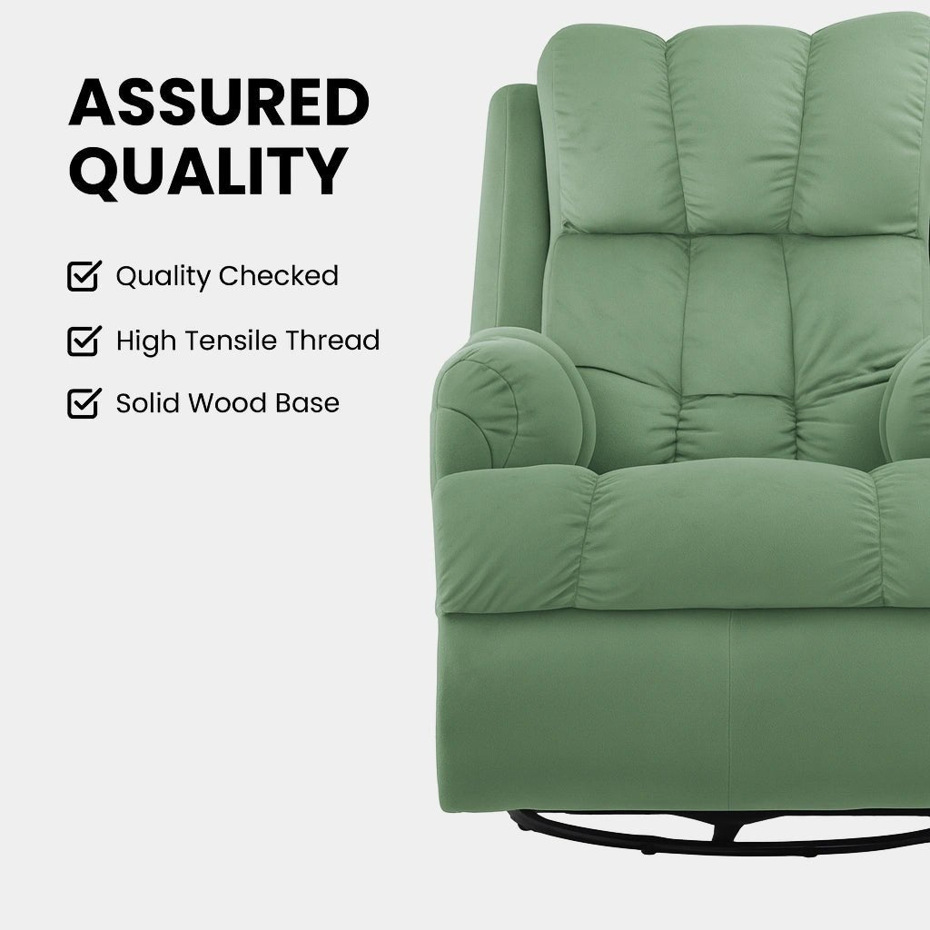 Black Hush Hiven Donna Velvet Single Seater Motorized Recliner chair Quality details