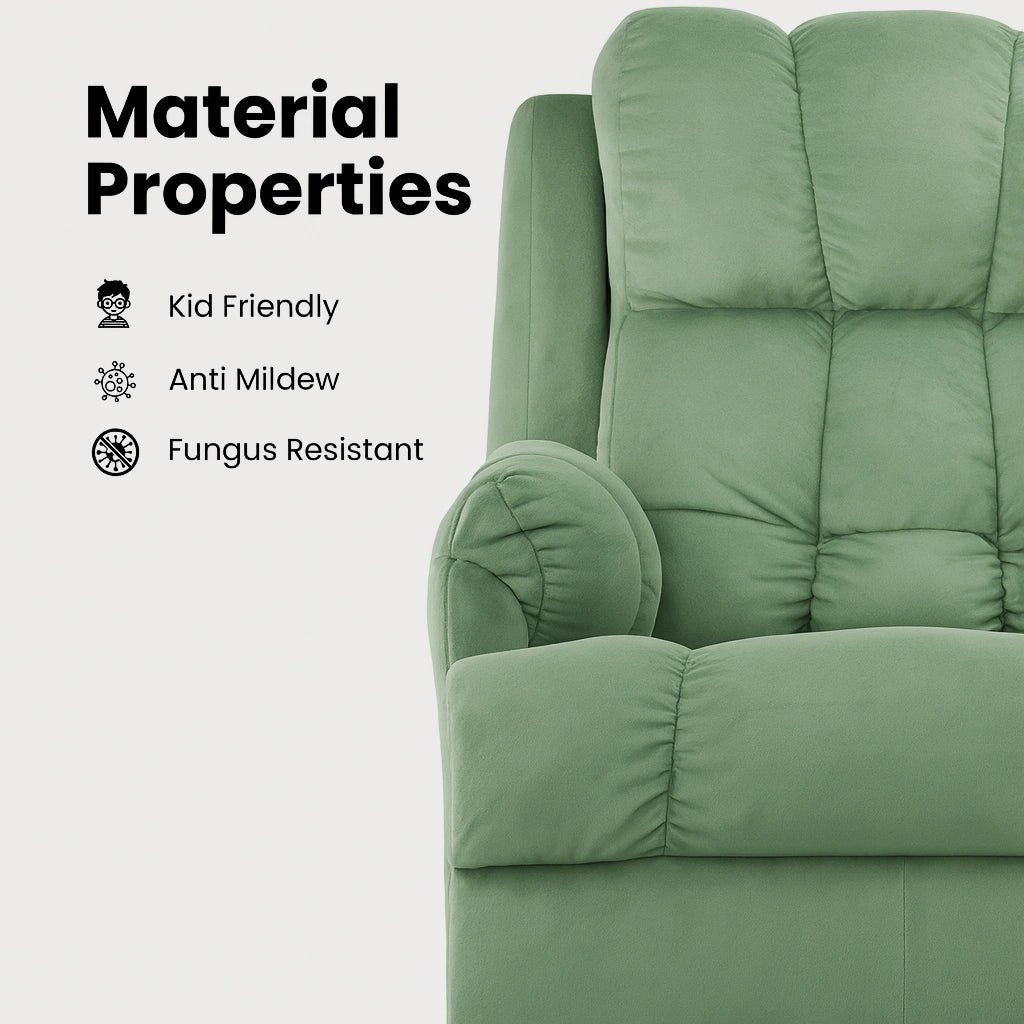 Black Hush Hiven Donna Velvet Single Seater Motorized Recliner chair material properties