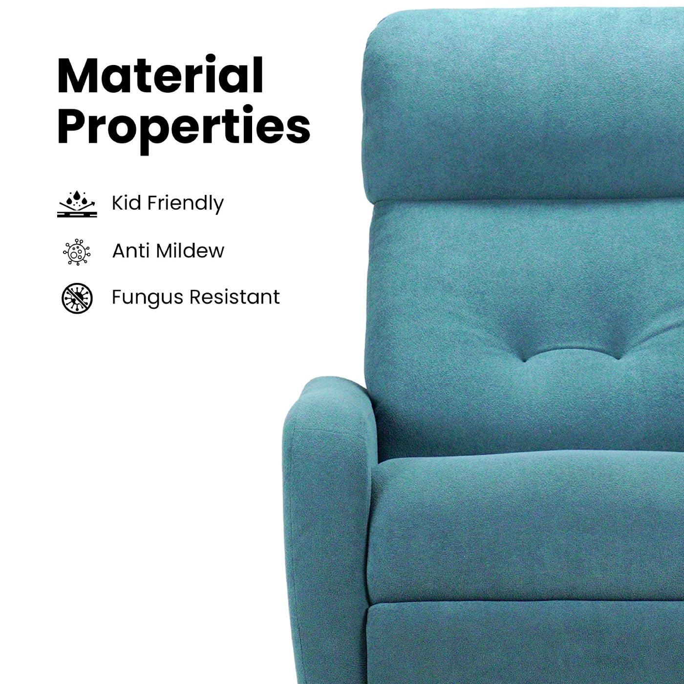 Hush Hiven EVA Single Seater Manual Recliner Chair Boucle Fabric Adjustable Headrest Luxury Recliner - Hush Hiven