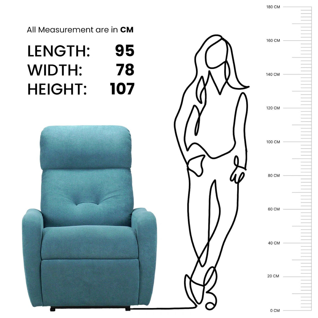 Hush Hiven EVA Single Seater Manual Recliner Chair Boucle Fabric Adjustable Headrest Luxury Recliner - Hush Hiven