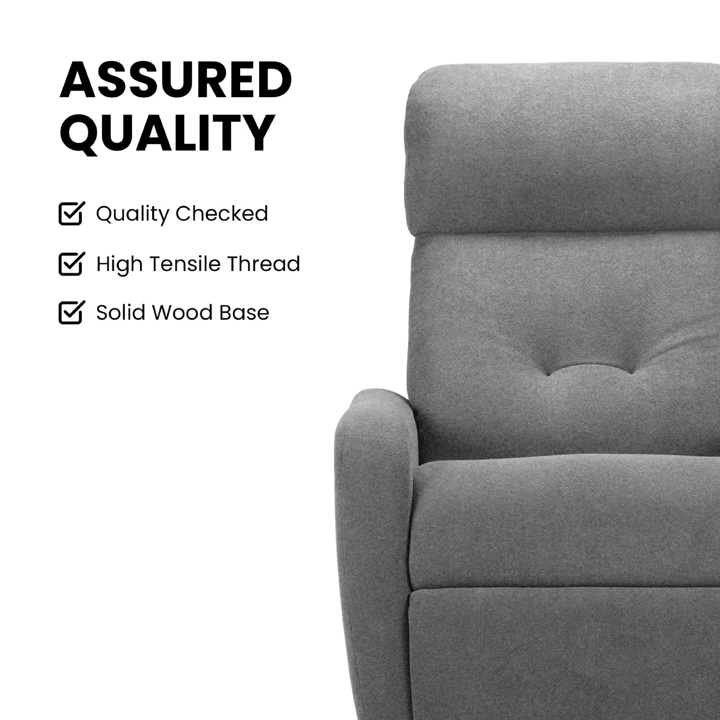 Hush Hiven EVA Single Seater Manual Recliner Chair Boucle Fabric Adjustable Headrest Luxury Recliner - Hush Hiven