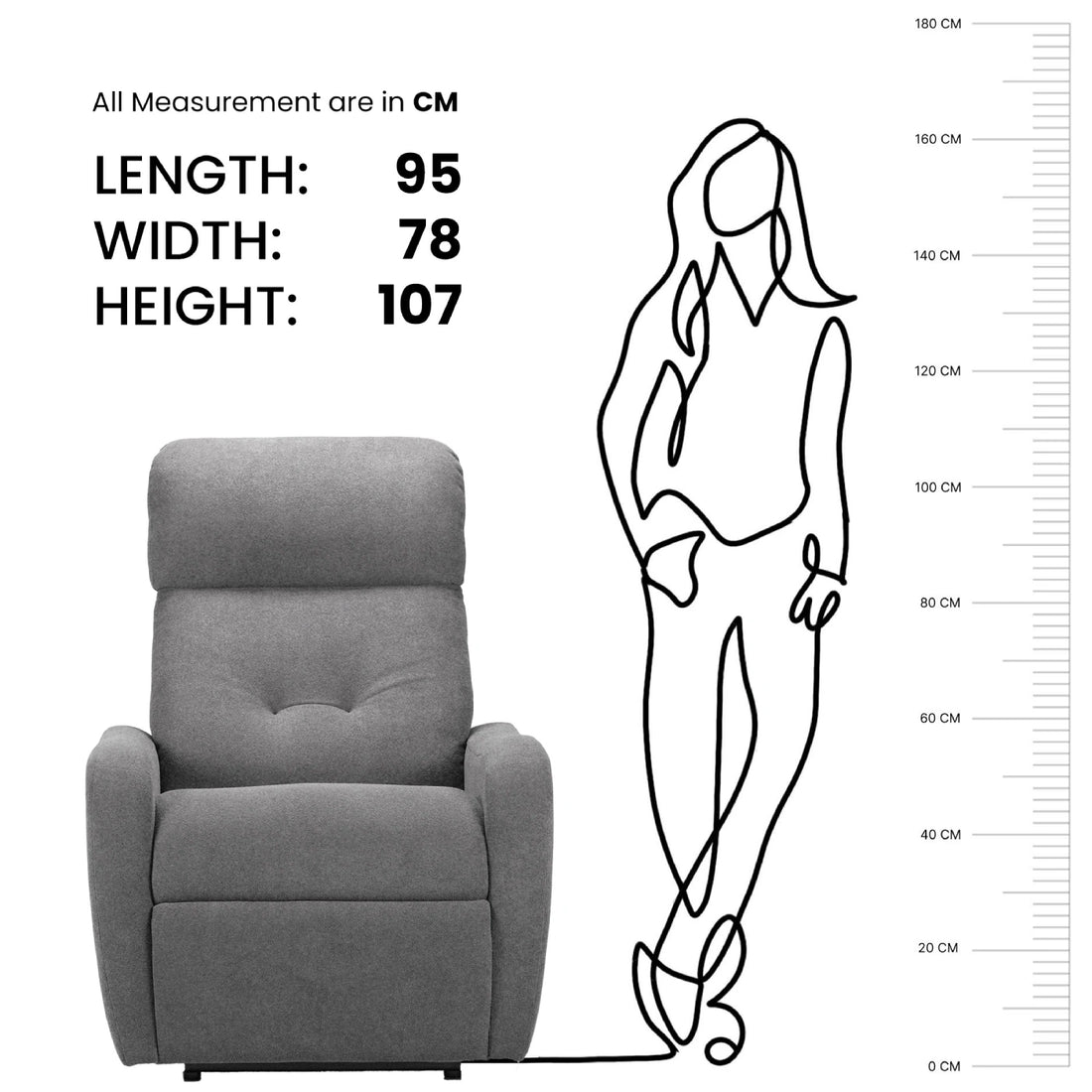 Hush Hiven EVA Single Seater Manual Recliner Chair Boucle Fabric Adjustable Headrest Luxury Recliner - Hush Hiven