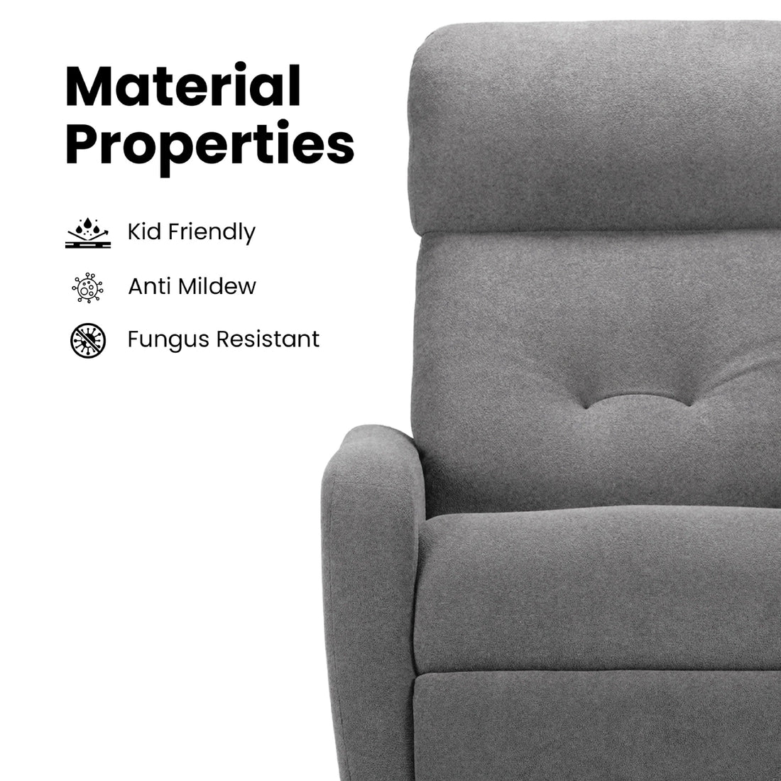 Hush Hiven EVA Single Seater Manual Recliner Chair Boucle Fabric Adjustable Headrest Luxury Recliner - Hush Hiven