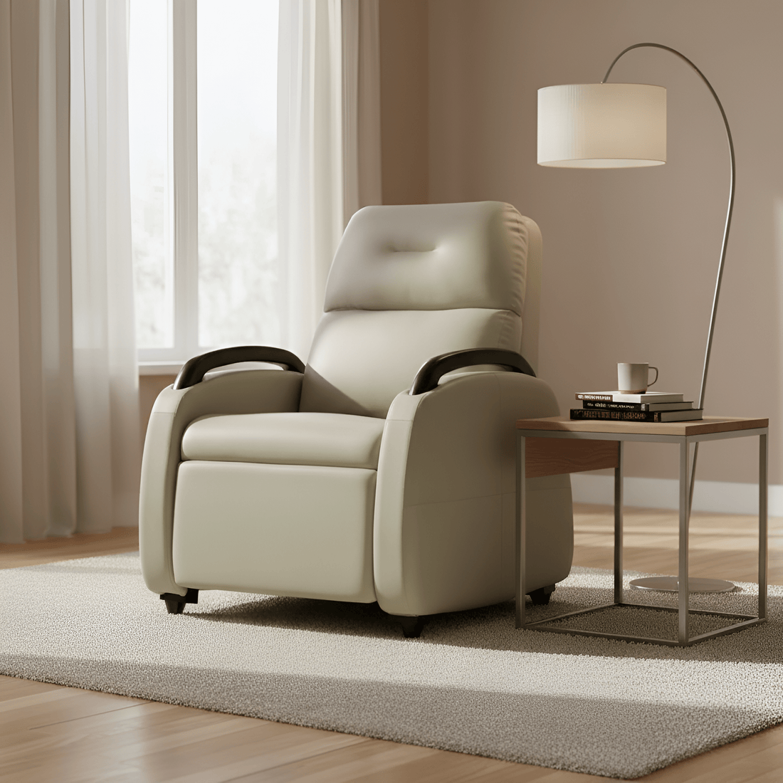 Hush Hiven Handbag Single Seater Motorized Recliner Chair Nanocoated Leatherette Wooden Handle Luxury Recliner - Hush Hiven